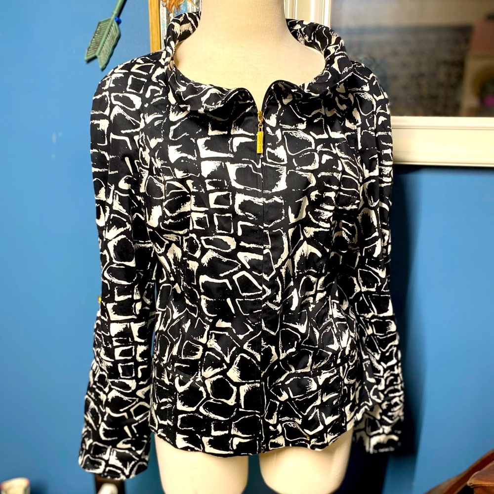 St. John Sport Abstract Art Black & White Jacket
